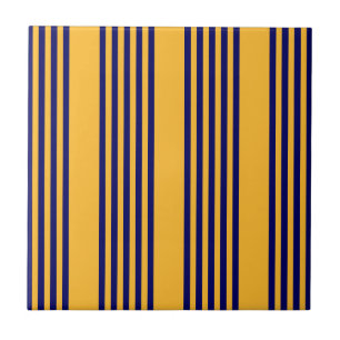 Carreau Marine bleu et jaune soleil cinq bandes motif