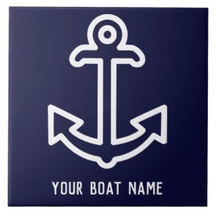 Carreau Marine Blue Personnalisé Bateau Ancre céramique 