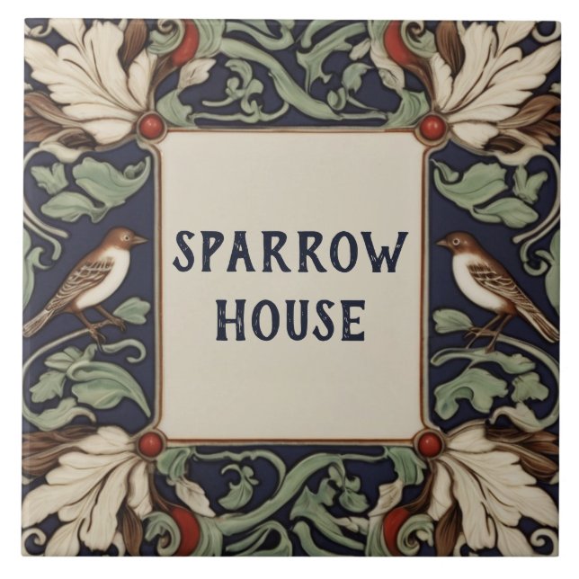 Carreau Marine Green Bird Nom de la maison Plaque Plaque (Devant)