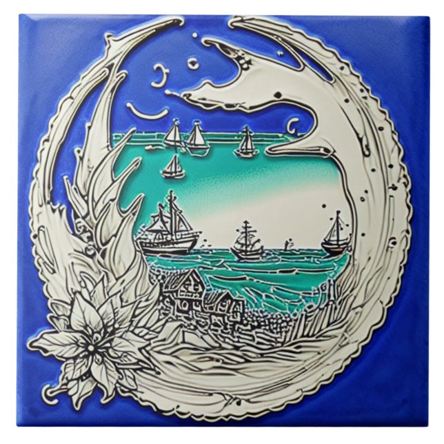 Carreau Marine Marine Vie art traditionnel céramique no 10 (Devant)