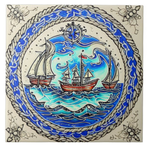 Carreau Marine Marine Vie art traditionnel céramique no 12