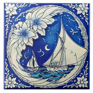Carreau Marine Marine Vie art traditionnel céramique no 13