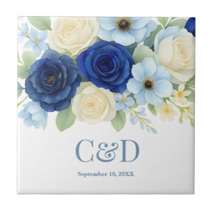 Carreau Marine Royal Bue Mariage Aquarelle couleur ivoire 