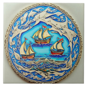 Carreau Marine Vie art traditionnel céramique no 1