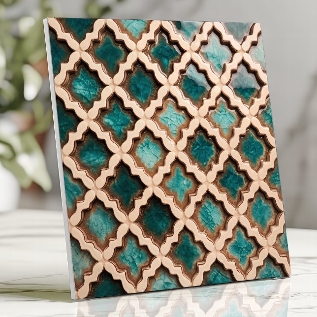 Carreau marocain à quatre feuilles sarcelle rustiq (Créateur téléchargé)