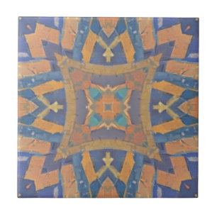 Carreau Marocain mosaïque géométrique motif pêche bleu mar