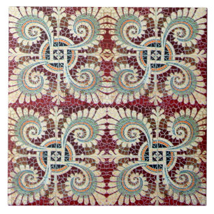 Carreau Maron Floral allemand Art Nouveau Jugendstil
