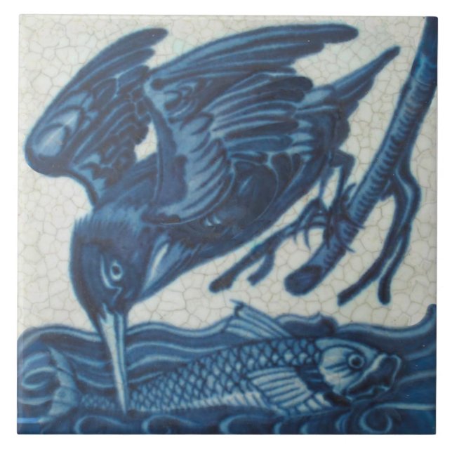 Carreau Martin pêcheur bleu Repro Rare De Morgan (Devant)