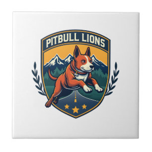 Carreau Mascotte vintage de sport Lions Pitbull Vecteur D