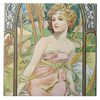 Carreau Matin de Mucha réveillant la boîte-cadeau de