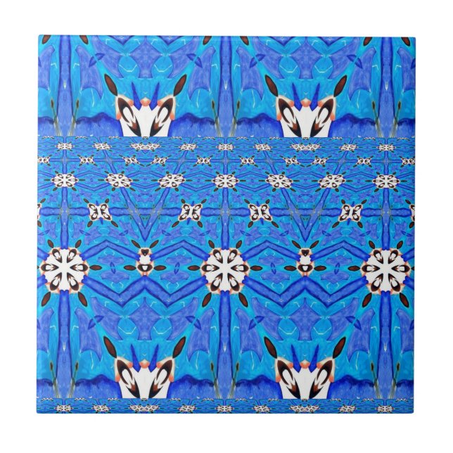 Carreau matrice de grille géométrique bleue (Devant)