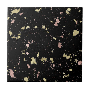 Carreau Matte Gold et Rose Gold Flakes Noir