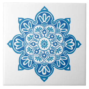 Carreau Médaillon bleu Carrelage en céramique