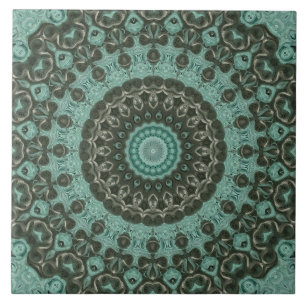 Carreau Médaillon d'Antiquité en Turquoise et Emeraude