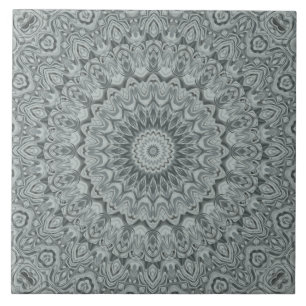 Carreau Médaillon de kaléidoscope des nuances de gris Mand