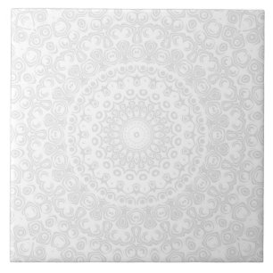 Carreau Médaillon de kaléidoscope Mandala blanc