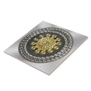 Carreau Médaillon d'or et d'argent