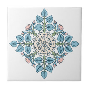 Carreau Médaillon Floral Symétrique Élégant