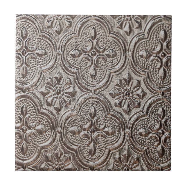 Carreau Médaillon gris argent style Emboss (Devant)