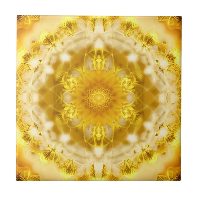 Carreau Médaillon Motif en Motif Batik Jaune de moutarde (Devant)