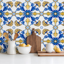 Mediterranean style Azur yellow blue big pattern