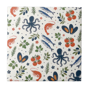 Carreau Méditerranéen, Décoration murale bleue côtière, Eu