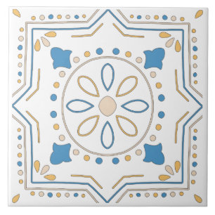 Carreau Méditerranéen Orange Bleu Rose Géométrique Andalou