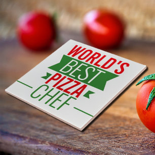 Carreau Meilleur chef de pizza du monde : vert blanc ro