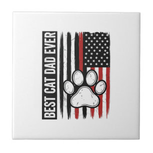 Carreau Meilleur papa chat patriote Design de drapeau de p