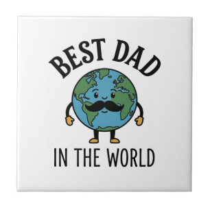 Carreau Meilleur Papa du Monde Earth Moustache Shirt Desig