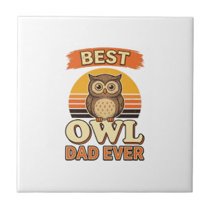 Carreau Meilleur papa hibou jamais design de t-shirt gravu