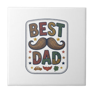 Carreau Meilleur Papa Moustache Vintage Vecteur Conception