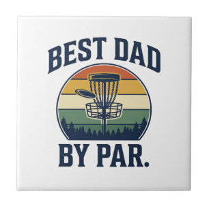 Carreau Meilleur Papa Par Disc Golf Vintage Sunset Design_