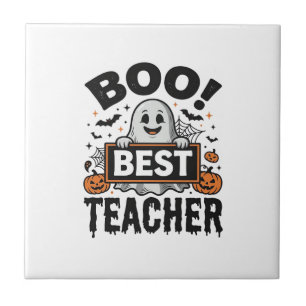 Carreau Meilleur Professeur Boo Design Halloween Vintage_