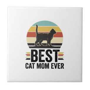 Carreau Meilleure Maman de Chat Vintage Chat Noir Rétro De
