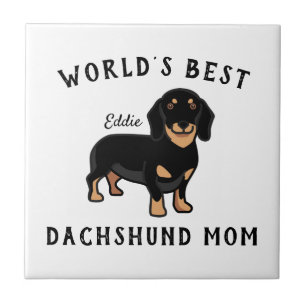 Carreau Meilleure Maman de Dachshund au Monde Nom de Chien