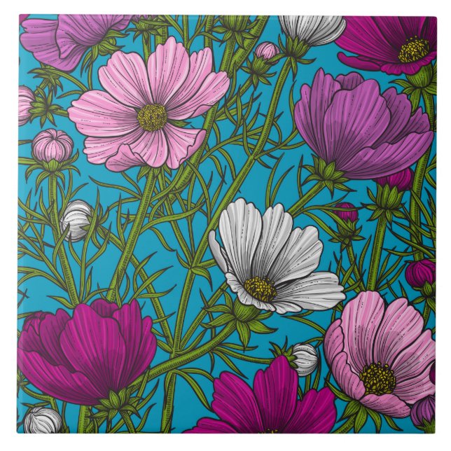 Carreau Mélange cosmos bleu (Devant)