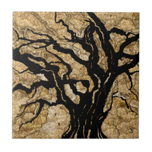 Carreau Mélange de texture noire et or abstrait