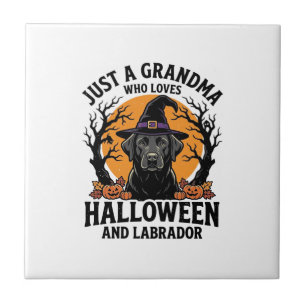 Carreau Mémé Halloween Labrador Drôle Vintage_1