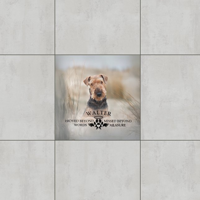 Carreau Mémorial aux chiens - Loin des mots - Photo person (Dog Memorial - Loved Beyond Words - Custom Photo Ceramic Tile
)