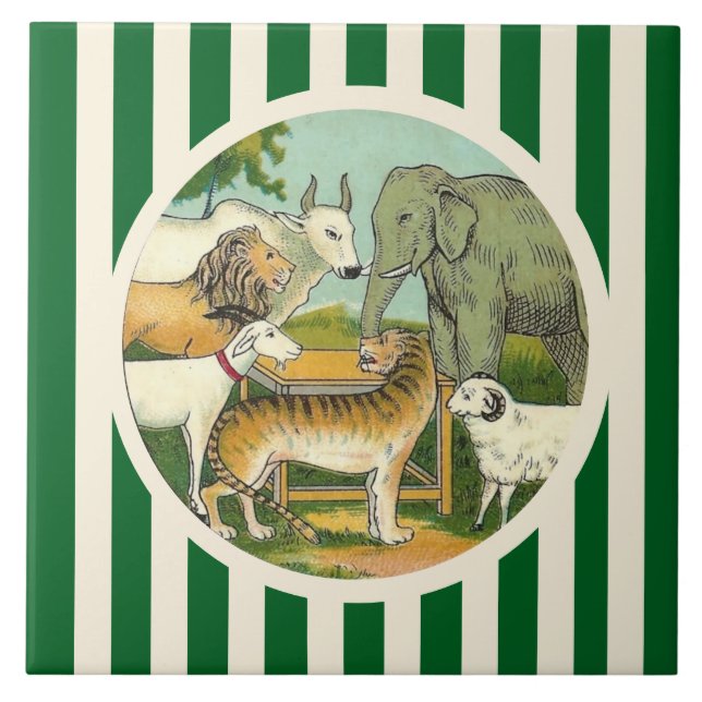 Carreau Ménagerie d'animaux rayés (Devant)