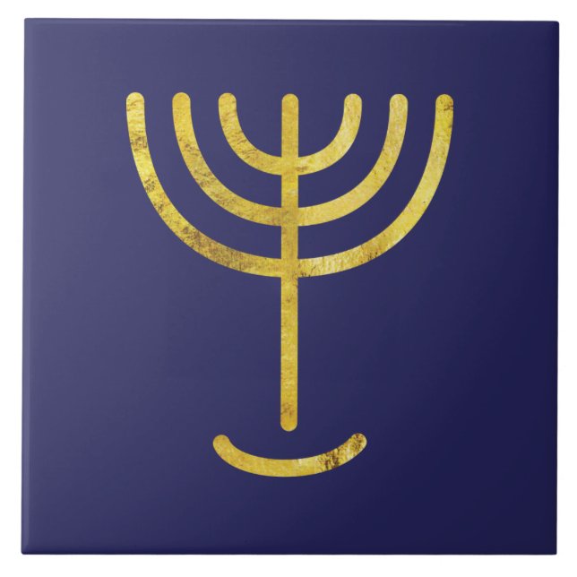 Carreau Menorah Gold-Look sur la marine (Devant)
