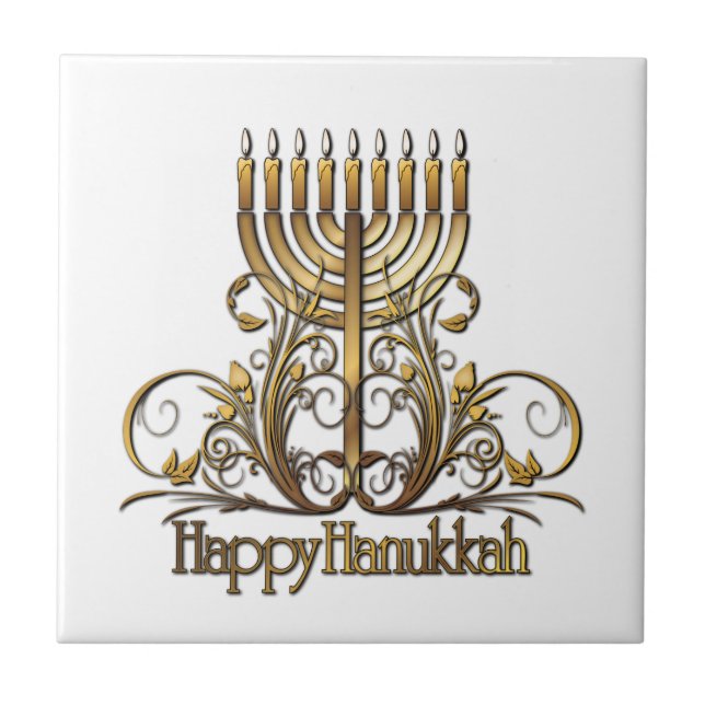 Carreau Menorah Hanoukka Salutation (Devant)