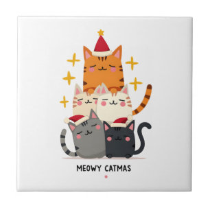 Carreau Meowy Catmas Chat Noël Arbre de Noël Xmas (3)