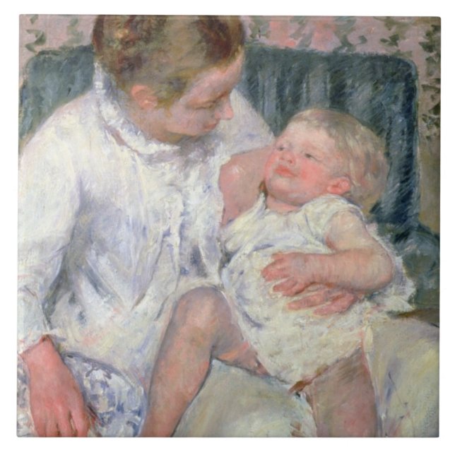 Carreau Mère environ pour laver son enfant somnolent, 1880 (Devant)