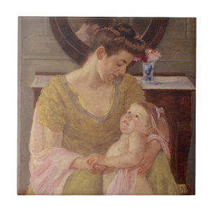 Carreau Mère et enfant avec une écharpe   1908 de rose