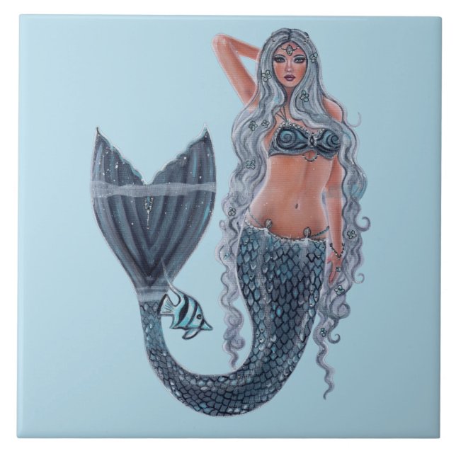 Carreau Mermaid, eau glacée art par Renee Lavoie (Devant)