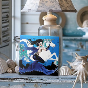 Carreau Mermaid Sea Horse Fairy Blue