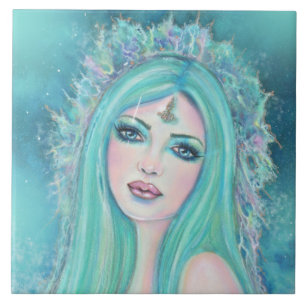 Carreau Mermaid un avec l'art marin par Renee Lavoie
