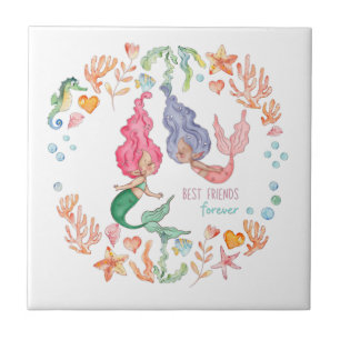 Carreau Mermaids Meilleurs amis pour toujours BFF personna